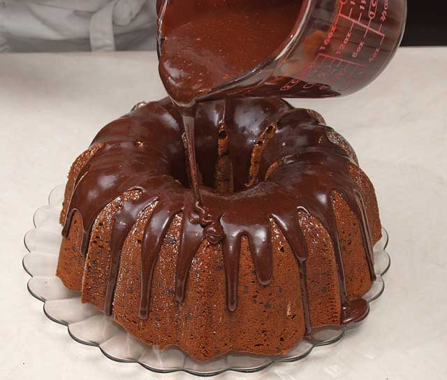 Glazed chocolate chip cake