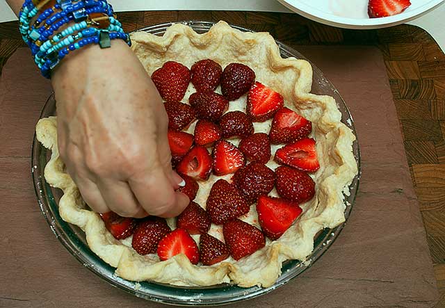 Adding strawberries