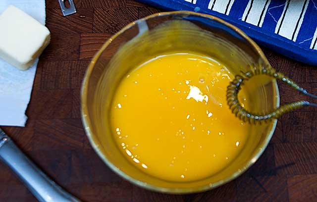 Beaten egg yolks