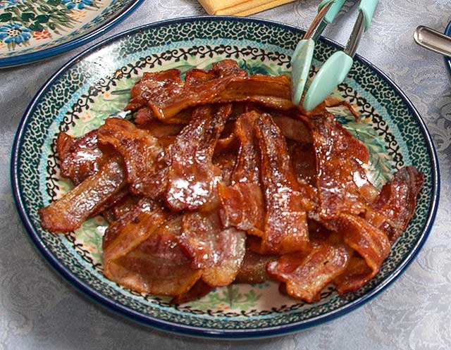 Perfectly cooked maple glazed bacon