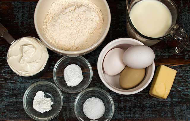 Ingredients for sour cream pancakes