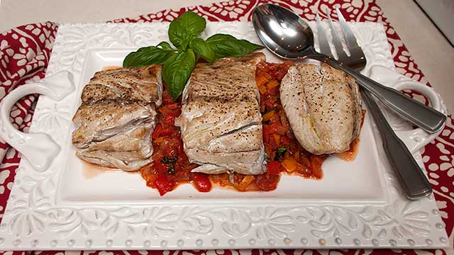 Bluefish with piperade