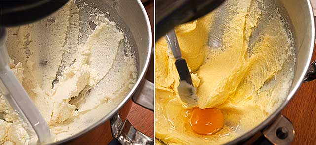 creaming the butter and adding the eggs