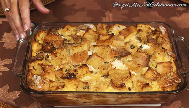 Sweet and savory breakfast bread pudding