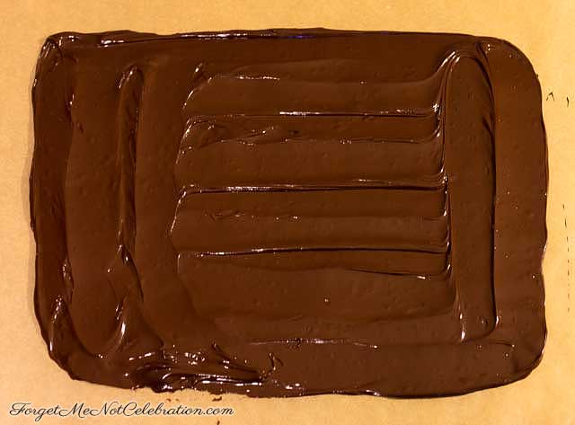 Dark chocolate spread on parchment